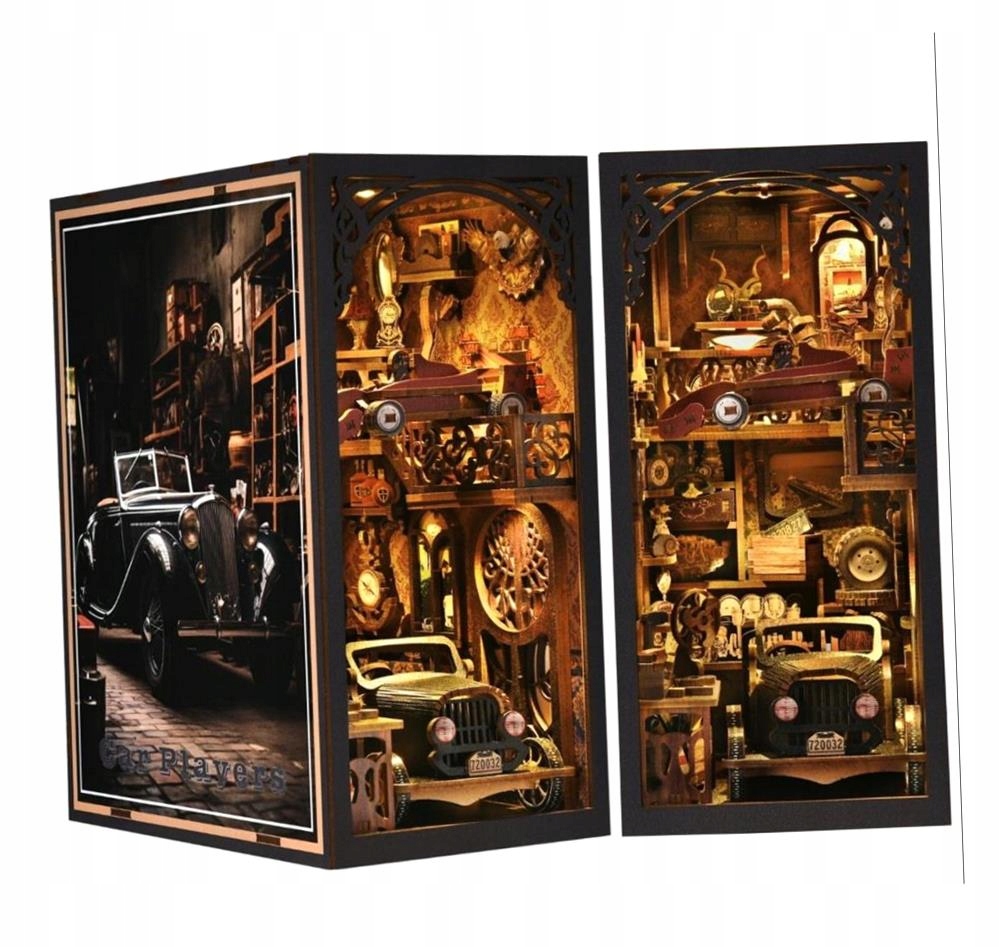 MODELVINTAGECAR belsilt Miniatiūrinis modelis book nook dekoracijai vintažinis automobilis su LED apšvietimu modelis 264