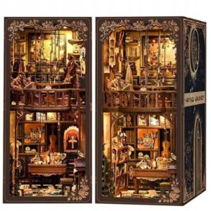 Book Nook kriminalinės mįslės miniatiūrų namelis su LED apšvietimu