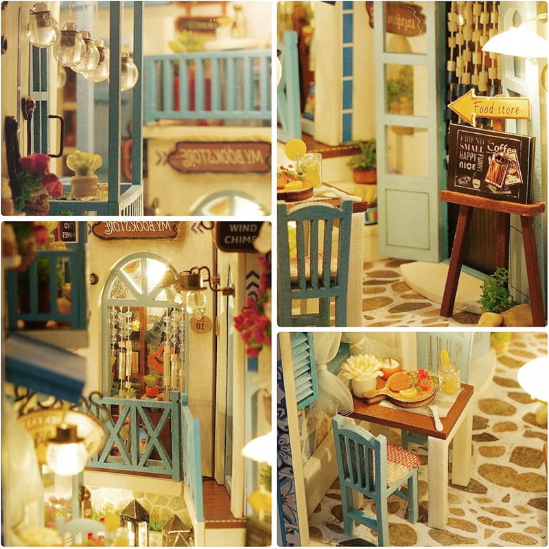 MiniaturowyDomekBookNookMorskaBryzaZestawKreatywnyWakcjeMorzeLEDMarkaHabarri belsilt