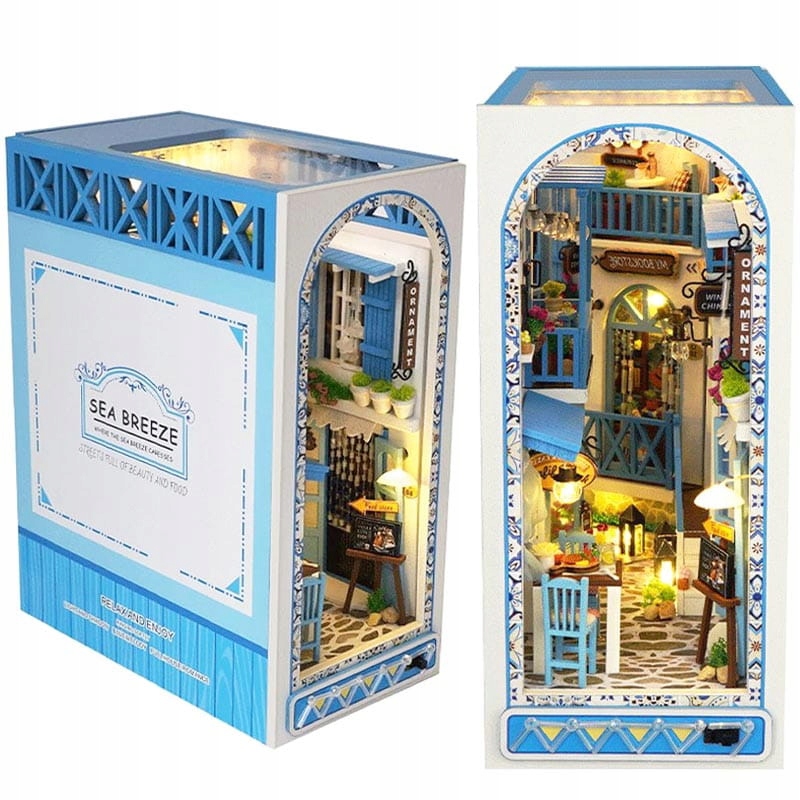 MiniaturowyDomekBookNookMorskaBryzaZestawKreatywnyWakcjeMorzeLED belsilt