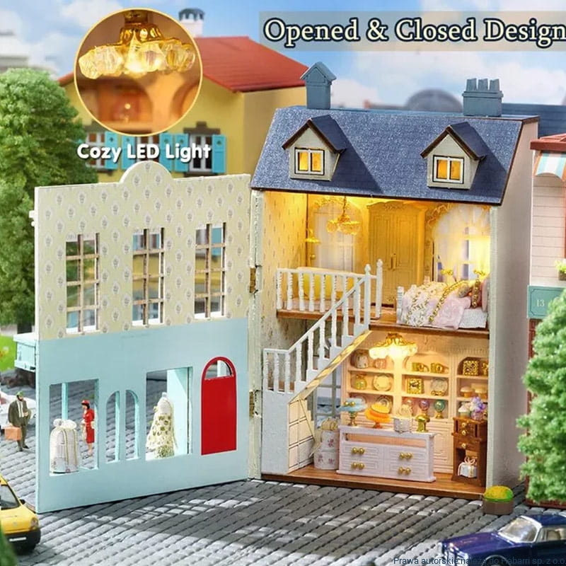 MiniaturowyDomekPrezentMarzenSklepzPrezentamiUbraniaBizuteriaKodproducentaPRC belsilt Book Nook miniatiūrų pasaulis DIY rinkinys Habarri 124