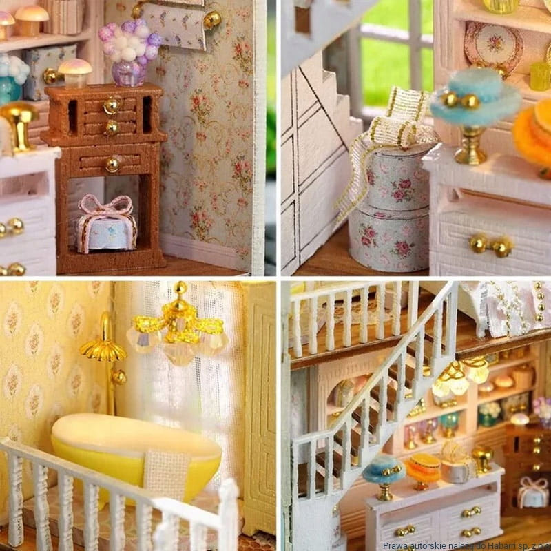 MiniaturowyDomekPrezentMarzenSklepzPrezentamiUbraniaBizuteriaMarkaHabarri belsilt Book Nook miniatiūrų pasaulis DIY rinkinys Habarri 124