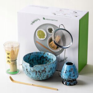 Nekit Dovanų mėlynas matcha rinkinys su chashaku šaukšteliu