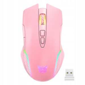ONIKUMA CW905 belaidė žaidimų pelė 24G su LED rožinė