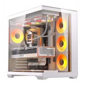 Kompiuterio korpusas darkFlash C280 balta ATX stiklas 7xWentyl