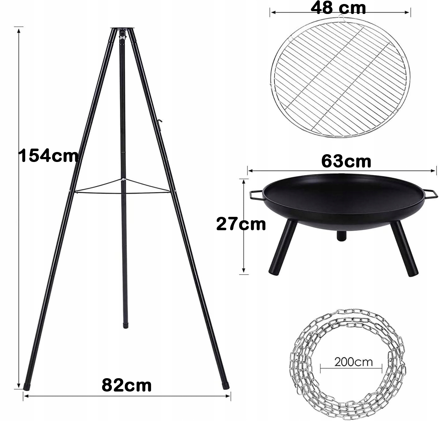 PALENISKOTROJNOGGRILLOGNISKOWYOGRODOWYWISZACYDUZYRUSZT48CMMISA63Wysokoscproduktu154cm belsilt Laužo trikojis grilis 48 cm su grotelėmis patogus pasirinkimas