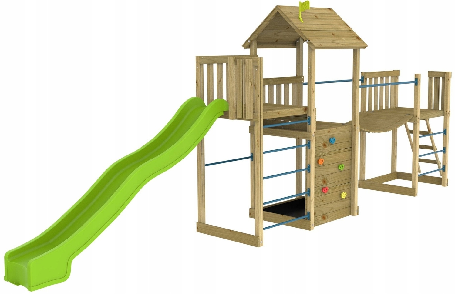 Vaikų lauko žaidimų aikštelė su nameliu ir čiuožykla 270 cm