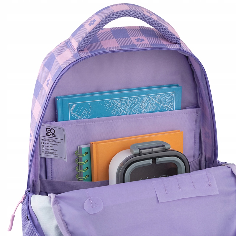 PLECAKSZKOLNYDLADZWIEWCZYNEKWKRATKEFIOLETOWYGoPackPojemnosc17l belsilt Mokyklinė kuprinė paaugliui GoPack rožinė ir violetinė 17 l A4 formatui