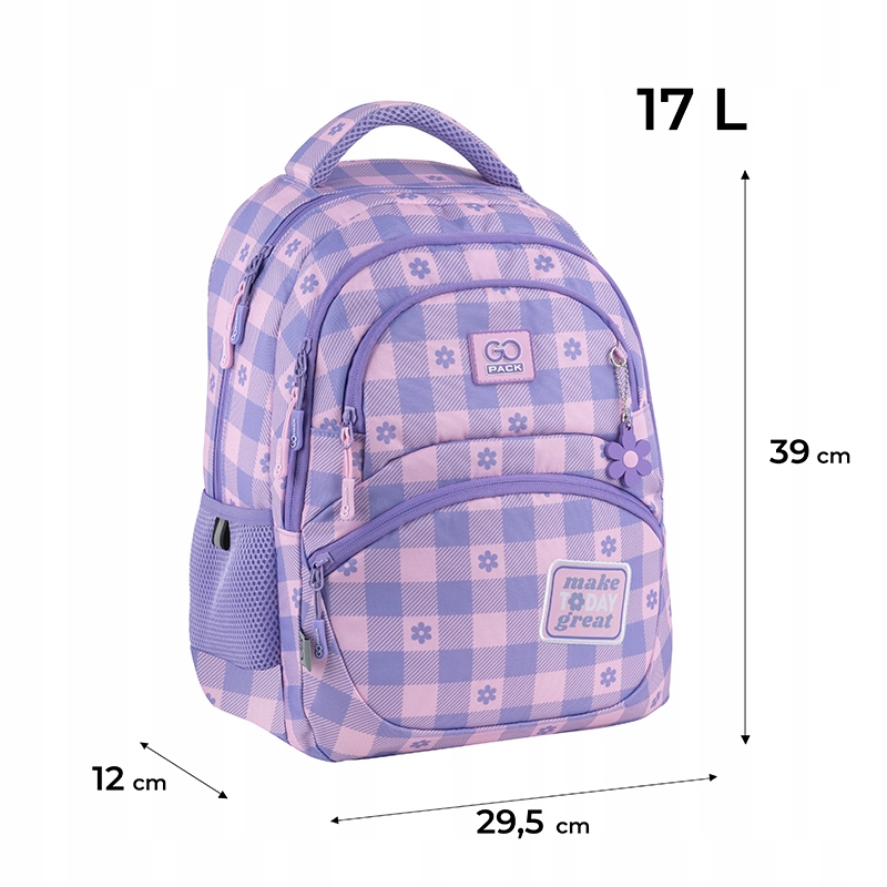 PLECAKSZKOLNYDLADZWIEWCZYNEKWKRATKEFIOLETOWYGoPackTypwielokomorowy belsilt Mokyklinė kuprinė paaugliui GoPack rožinė ir violetinė 17 l A4 formatui