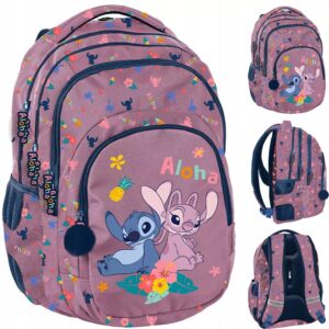Mokyklinė kuprinė mergaitei Paso Stitch rožinė 3 skyriai atspari drėgmei