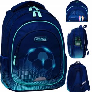 Sportinė mokyklinė kuprinė AstraBag futbolo juoda ir žalia 20 l A4 formatui