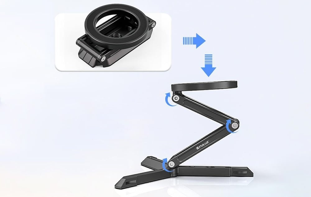 PULUZPU3223BUchwytnaTelefonPodstawkaAdapterMagnetycznyCzarnyMarkaPuluz belsilt PULUZ PU3223B juodas magnetinis telefono laikiklis stovelis su adapteriu