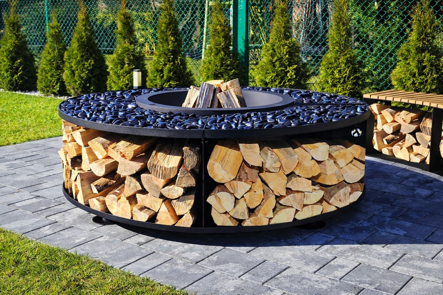 PaleniskoOgrodoweTitania156cmzPolkaminaDrewnoOcynkLakierPokrWysokoscproduktu50cm belsilt Sodo laužavietė 156 cm