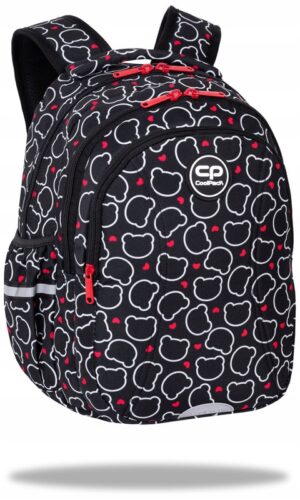 Mokyklinė kuprinė paaugliui CoolPack juoda keli skyriai