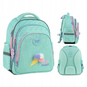 Mokyklinė kuprinė pirmokui GoPack širdelių žalia 15 l A4 formatui