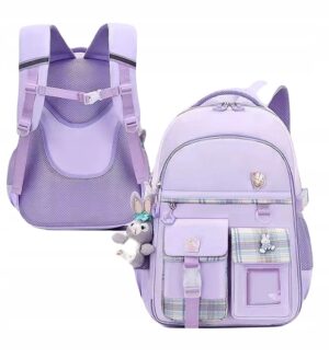 Mokyklinė kuprinė mergaitei violetinė keli skyriai A4 formatui modelis D070