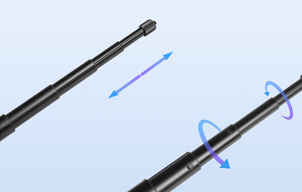 PuluzMetalowyUchwytWysiegnikSelfieStickKameryGoProHeroDJIInsta360MarkaPuluz2 belsilt PULUZ metalinis laikiklis ištraukiama lazda asmenukių lazda kameros GoPro Hero DJI Insta360