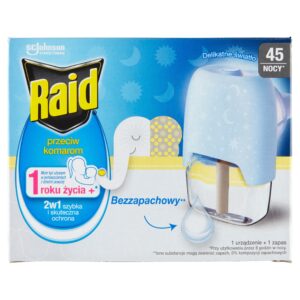 Raid Family elektrofumigatorius su skysčiu nuo uodų 27 ml  miegamajam