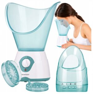 Profesionalus veido garintuvas su aromaterapija su inhaliatoriumi 50 ml 100 W mėlynas