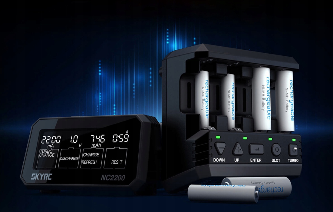 SkyRC NC2200 įkroviklis AA AAA NiMH NiCd 2A DC12 V