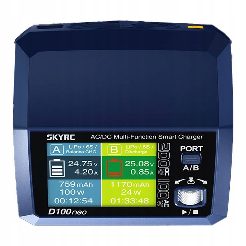 SkyRC D100neo įkroviklis 100W 200W 10A 6S LiPo Li-Ion