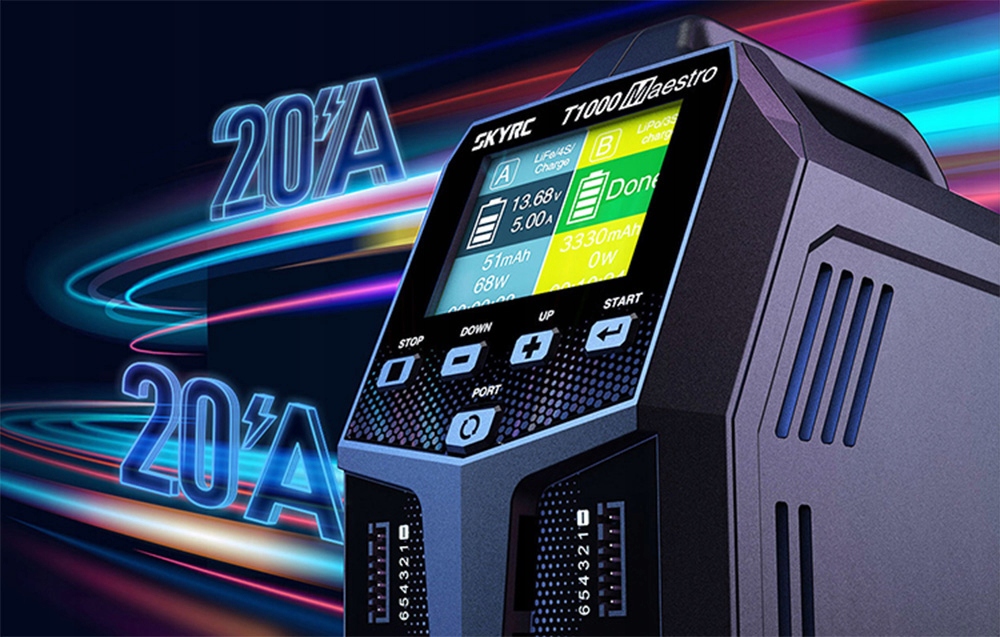 SkyRC T1000 įkroviklis 1000W Arm Cortex-M4 už gerą kainą