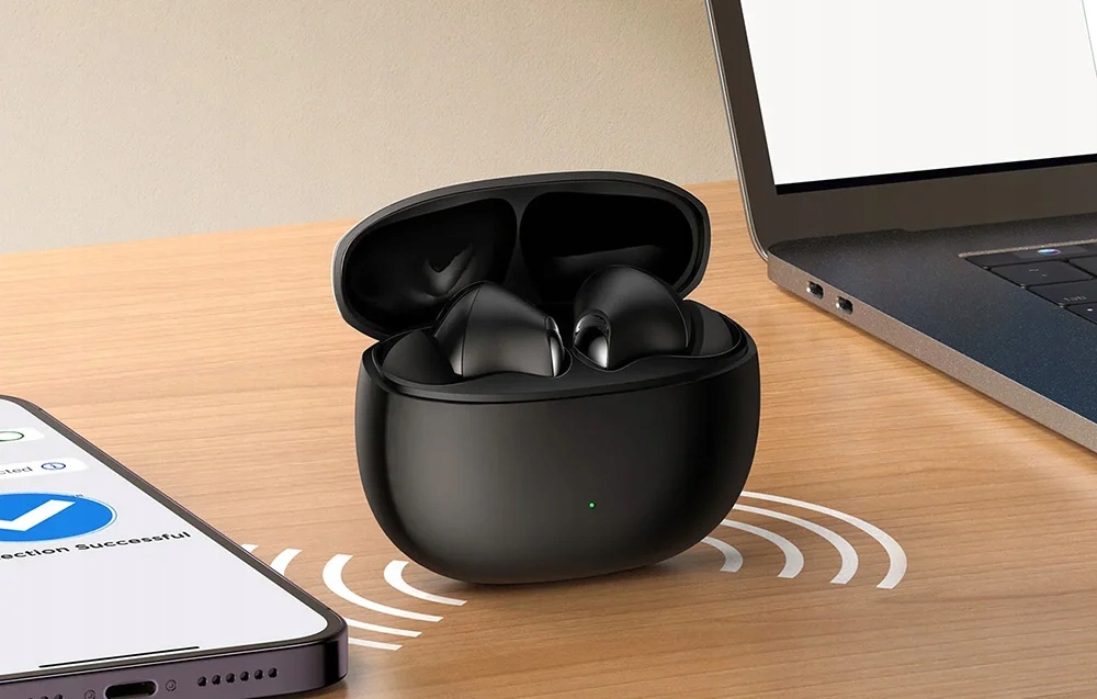 SluchawkibezprzewodoweJoyroomJRFN1FunpodsSeriesBluetooth54ANCKolordominujacyczarny belsilt Belaidės ausinės Joyroom JR FN1 Funpods Series Bluetooth 54 ANC