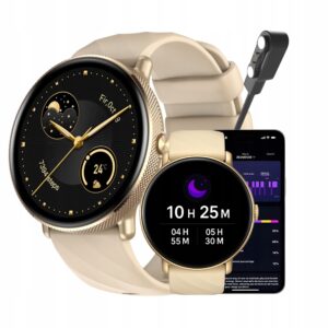 Išmanusis laikrodis Zeblaze GTR 3 Pro auksinis AMOLED sveikatos stebėjimas moterims