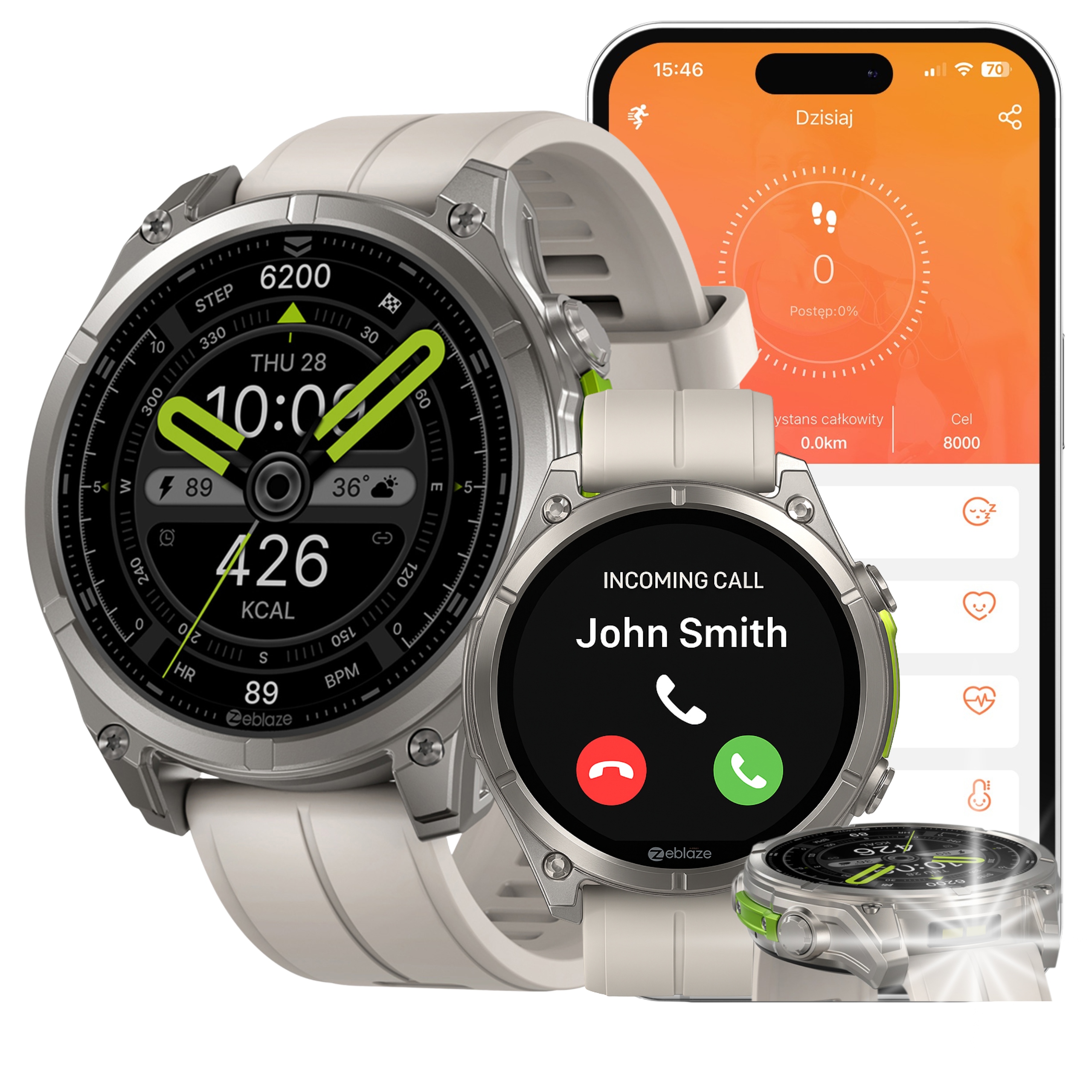 SmartwatchZeblazeVibe8AbyssZegarekSzaryAMOLED5ATMRozmowyWojskowy belsilt Išmanusis laikrodis Zeblaze Vibe 8 Abyss pilkas AMOLED 5 ATM skambučiai karinis stilius