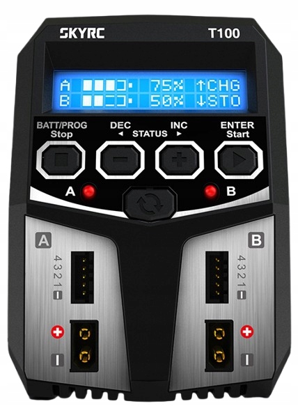 T100 įkroviklis 2x50W AC SkyRC – akumuliatorių įkroviklis