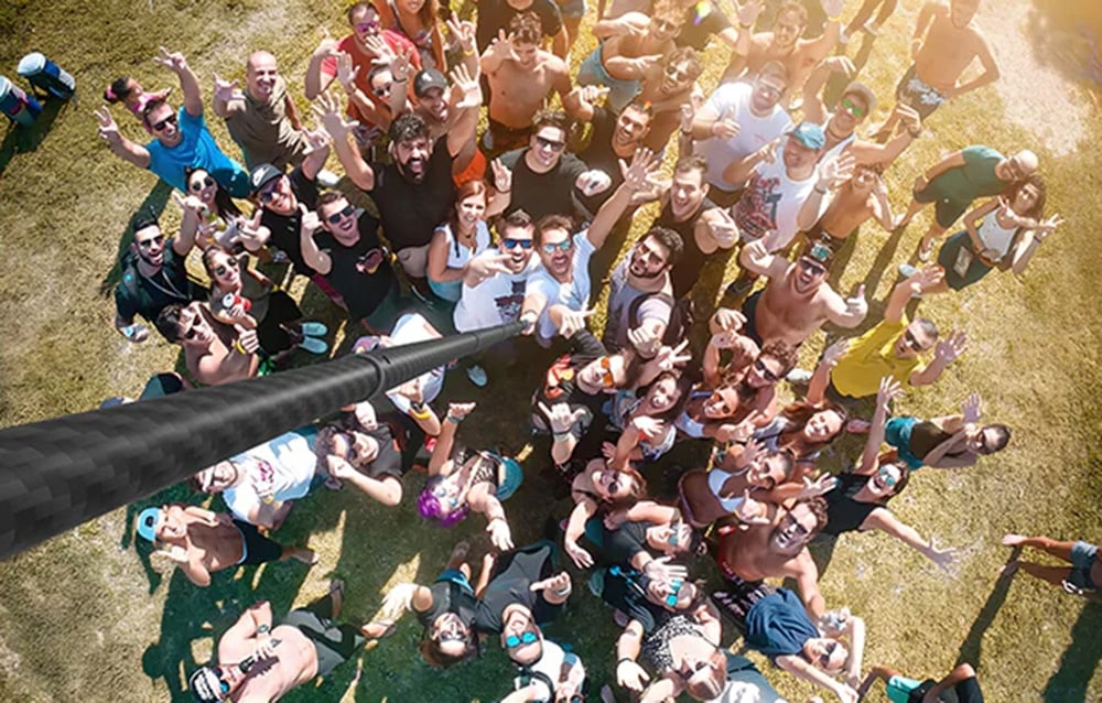 TELESINSelfieStickKijekWysiegnikZWloknaWeglowegoODlugosci3mCertyfikatyzgodnosciCE belsilt TELESIN ištraukiama 3 m anglies pluošto asmenukių lazda laikiklis