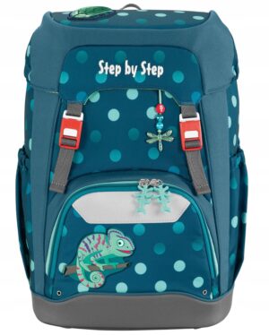 Mokyklinė kuprinė mergaitei Step by Step mėlyna 22 l A4 formatui modelis CHAMELEON 22L
