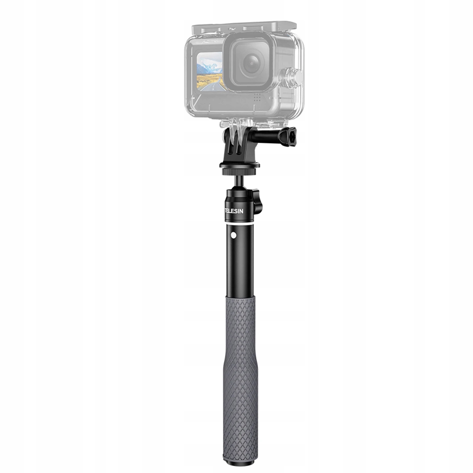TelesinWodoodpornySelfieStickZPrzegubemKulowymDoKamerSportowychEANGTIN6974944461705 belsilt TELESIN vandeniui atspari asmenukių lazda su rutuline jungtimi veiksmo kameroms laikiklis