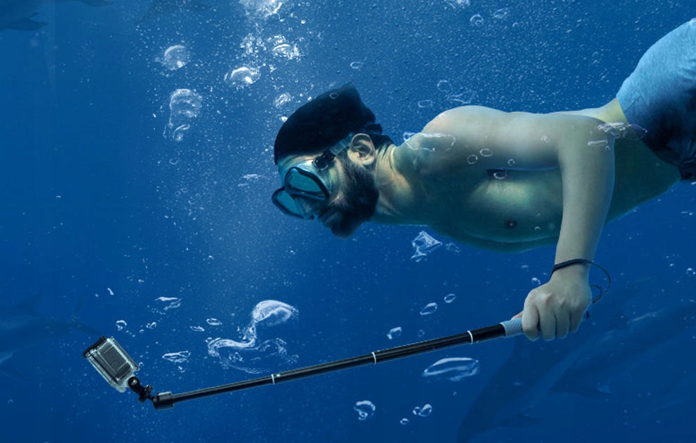 TelesinWodoodpornySelfieStickZPrzegubemKulowymDoKamerSportowychStanopakowaniaoryginalne belsilt TELESIN vandeniui atspari asmenukių lazda su rutuline jungtimi veiksmo kameroms laikiklis