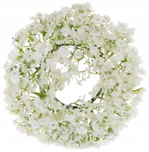 Baltas gubojų Joninių dekoratyvinis vainikas 24 cm