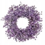 Violetinis pavasarinis dekoratyvinis vainikas kapams 30 cm
