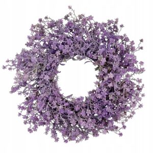 Violetinis pavasarinis dekoratyvinis vainikas kapams 30 cm