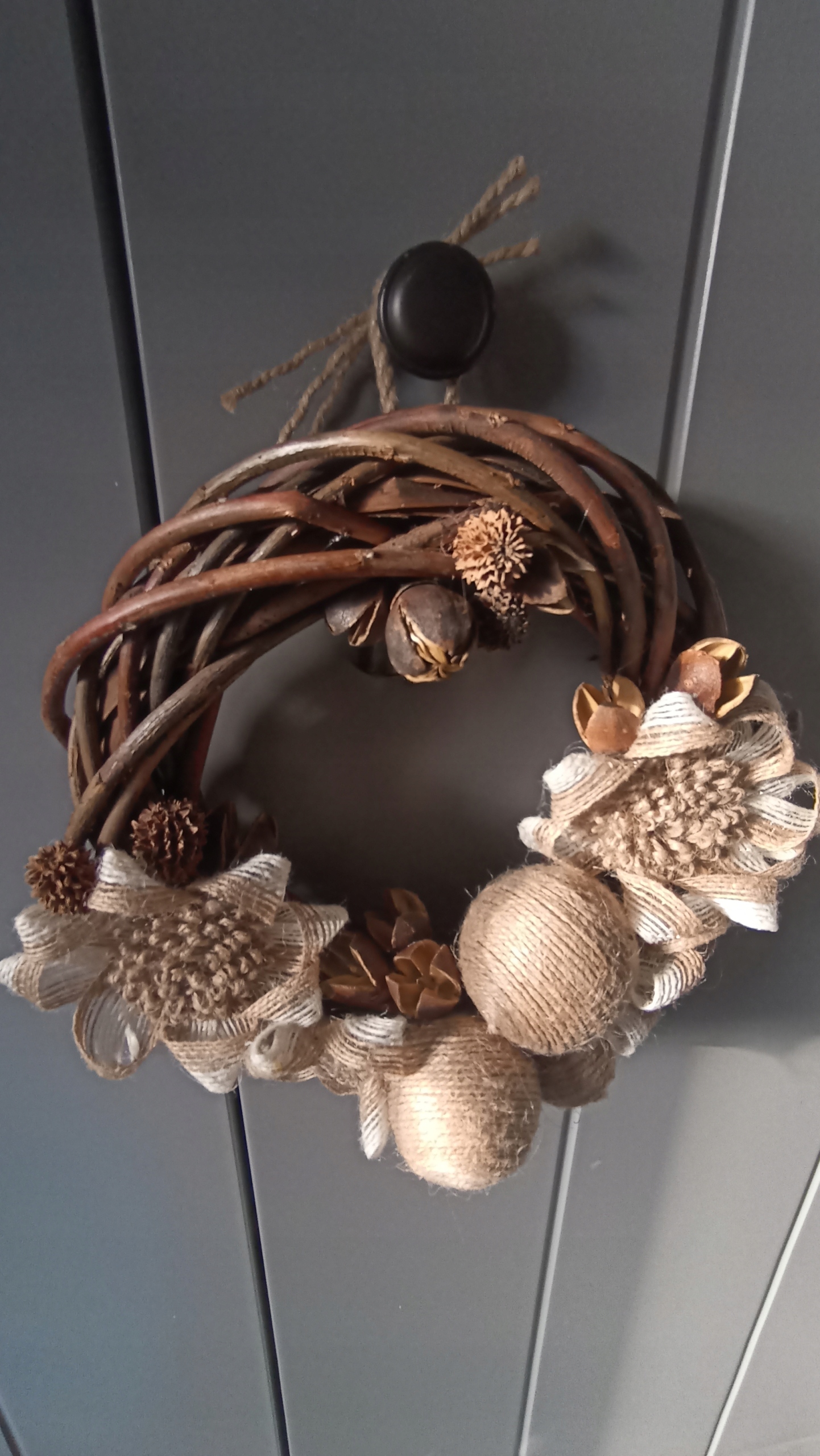 WianekRustykalnyHandmadezJutyWiklinaBohoEkoOzdobanaDrzwiScianeMarkabezmarki belsilt Vytelių Joninių vainikas ant durų ir sienos dekorui