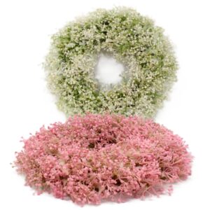 Baltas rožių Joninių vainikas ant durų 36 cm dekoracija
