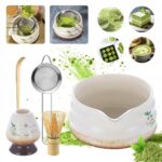 ZESTAWCERAMICZNYDOMATCHYBIALYCZARKAMIOTELKALYZKAPODSTAWKA belsilt Matcha ruošimo rinkinys su keramika baltas su chasen šluotele chashaku šaukšteliu matchawan dubenėliu ir stovu