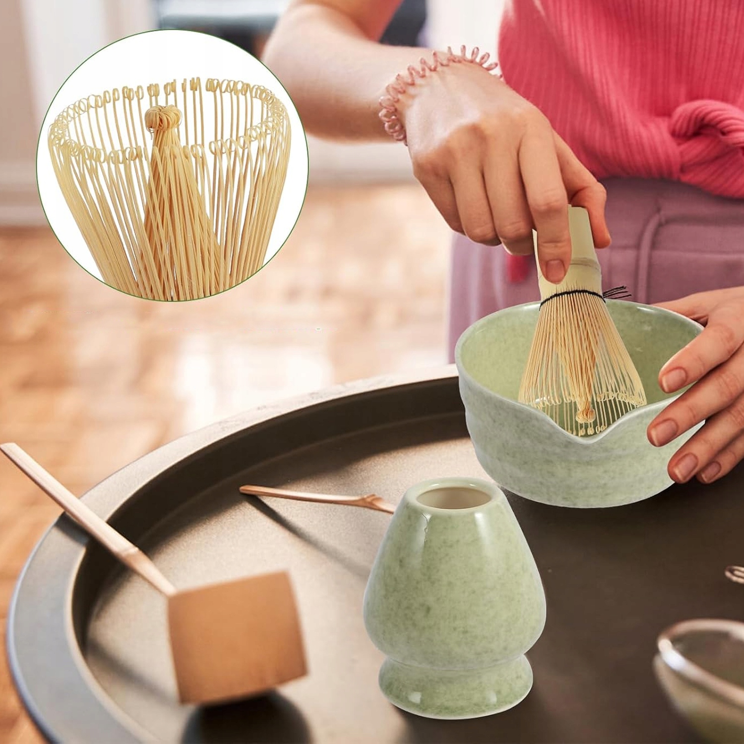 ZESTAWDOMATCHYJAPONSKISTYL4CZESCIOWYPREZENTDLAWIELBICIELAMATCHYKodproducenta6HG406034 belsilt Dovanų matcha rinkinys 4 dalių su japoniškais priedais