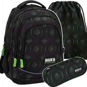Mokyklinės kuprinės rinkinys Derform juoda 26 l A4 formatui modelis PLB5X38