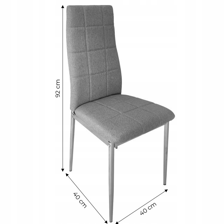 Zestaw4krzeseltapicerowanepikowanedojadalniisalonu4sztukiszareWysokoscmebla92cm belsilt