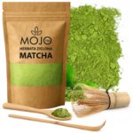 Matcha ruošimo rinkinys 100 g su chasen šluotele ir chashaku šaukšteliu