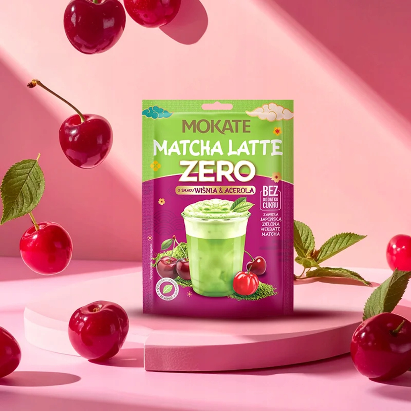 ZestawMatchaZeroHerbatawProszku0CUKRUWISNIAACEROLAMOKATE20gx10KodproducentaMatchaZeroZielonaHerbata belsilt Mokate Matcha ruošimo rinkinys 20 g vyšnių su japoniškais priedais