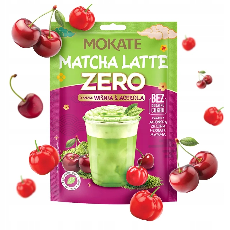 ZestawMatchaZeroHerbatawProszku0CUKRUWISNIAACEROLAMOKATE20gx10Stanopakowaniaoryginalne belsilt Mokate Matcha ruošimo rinkinys 20 g vyšnių su japoniškais priedais