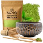 Dovanų matcha rinkinys 100 g su chasen ir chashaku šaukšteliu