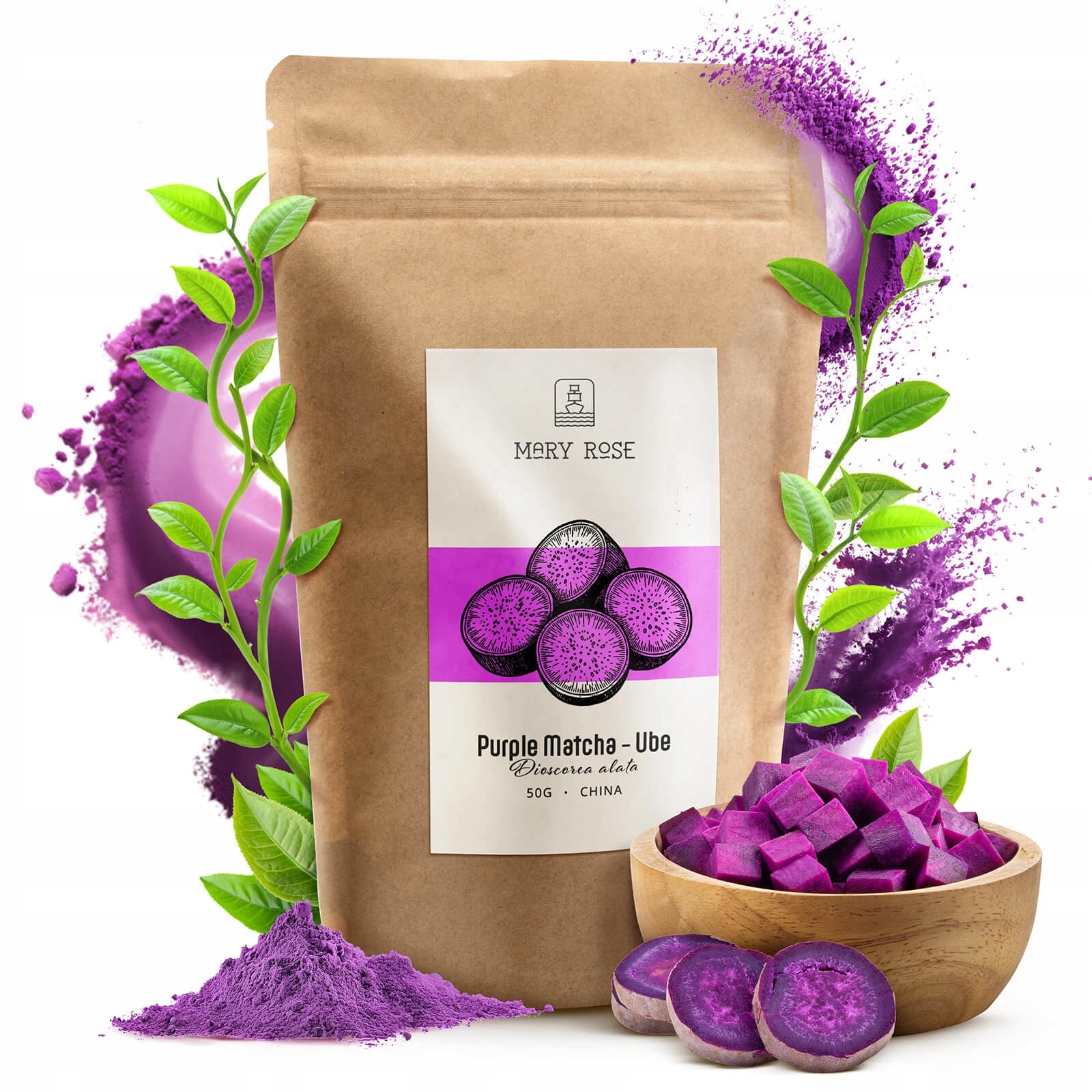 ZestawdoprzygotowaniaPurpleMatchaUbe50gAkcesoriadomatchyKodproducenta14381 belsilt Matcha ruošimo rinkinys 50 g violetinis su japoniškais priedais