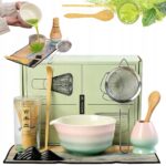 Matcha ruošimo rinkinys 8w1 rožinis su japoniškais priedais