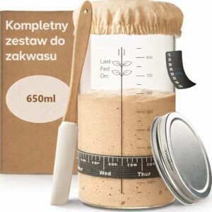 Duonos raugo indas 650 ml su priedais  startinis rinkinys raugui
